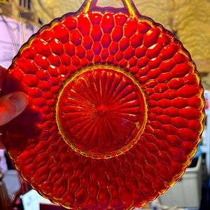 Vintage red and orange glass bowl